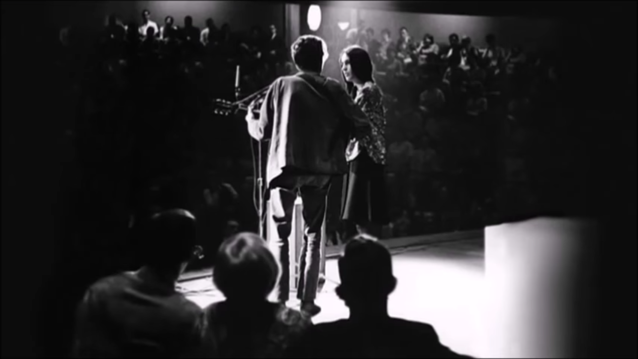 bobdylan-n-jonimitchell:  “It was probably like this, “Hey Bob you want to sing