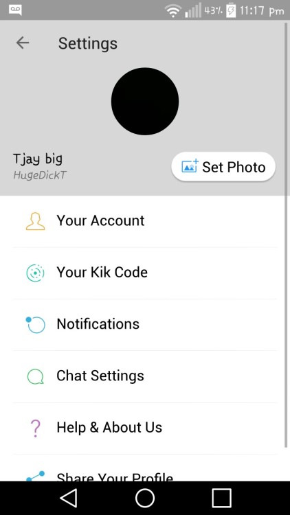 Add my kik  Looking for anyone to chat or send nudes with ;) women, guys, tv, ts  Get back ASAP if f