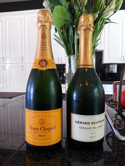 Super Bowl 2013: Veuve Clicquot Brut Yellow Label at $49 and our challenger, Gerard Bertrand Cremant de Limoux Brut 2010 at a fiesty $16. Looking forward to a great contest.