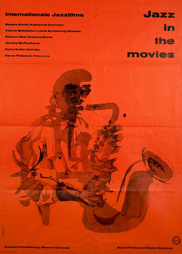 movieposteroftheday:  German poster for JAZZ IN THE MOVIES (Werner Schwier, Germany,