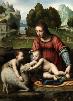 hadrian6: Virgin and Child with the infant Saint John. 1523-25. Bernardino Luini. Italian. 1482-1532. oil on canvas. http://hadrian6.tumblr.com 