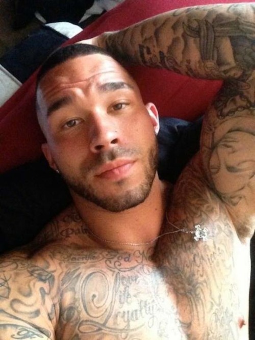 latinobugchaser:  I think I could easily get lost starring into his eyes, or at his tattoos.
