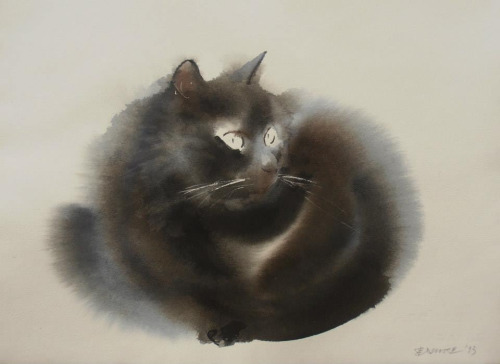 asylum-art: Spooky Watercolor And Ink Cats Flowing Onto Canvas By Endre Penovác                Artis