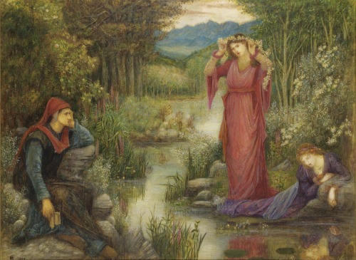 pre-raphaelisme: Dante’s Vision of Leah and Rachel by Marie Spartali Stillman, 1887