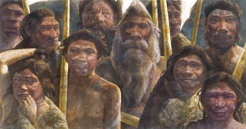 Família de Homo heidelbergensis.Homo heidelbergensis family.Alfons and Adrie Kennis.