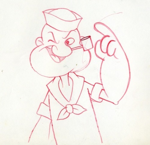 Animation drawings from a 1970s Popeye commercial for Start. It must be one of the rare instances wh