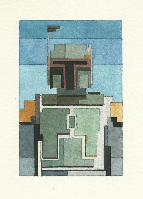 Boba Fett 8bit Watercolor by Adam Lister