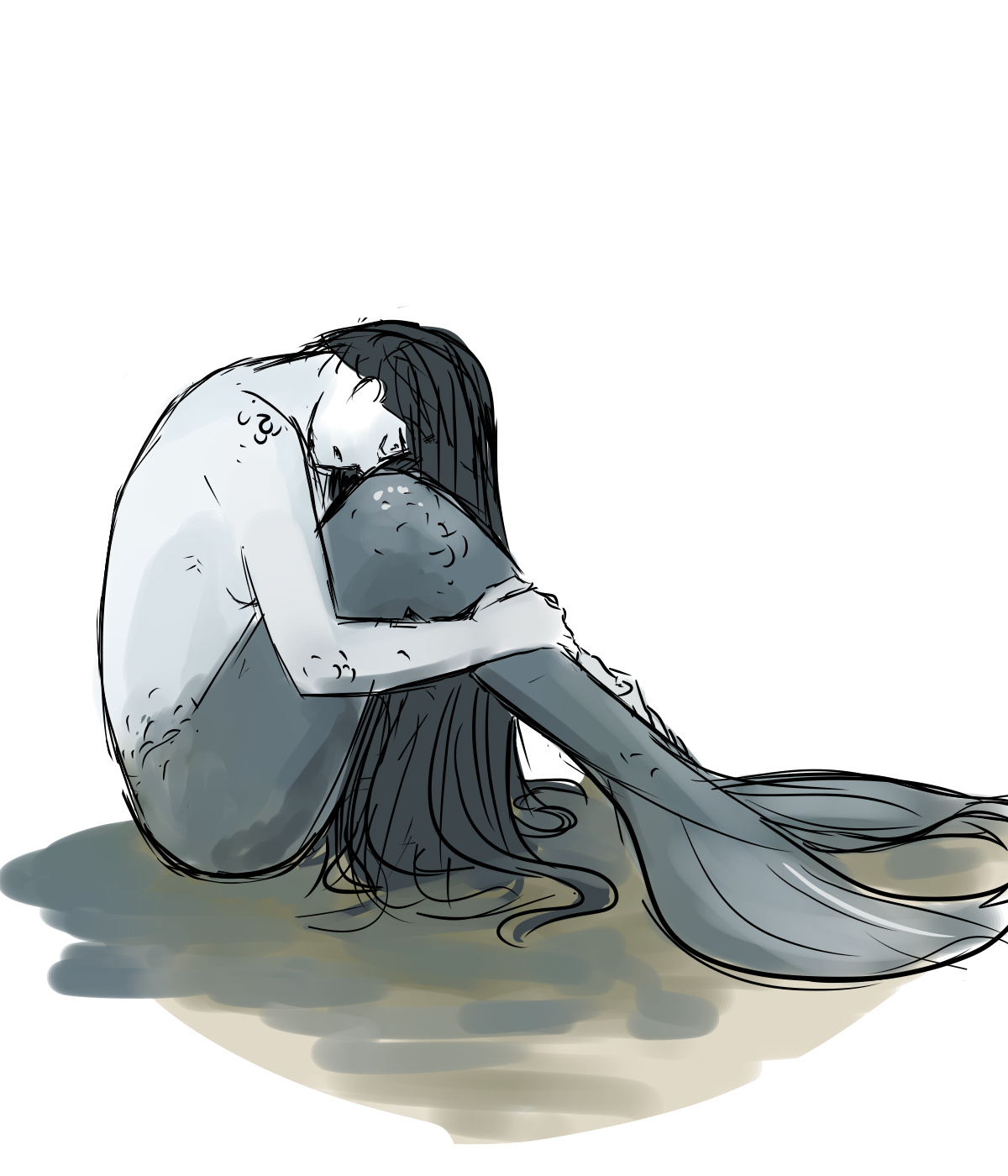 HUMAN ARTIST | TOTK ERA!! — Random doodle of a sad mermaid…? Dunno where  this...