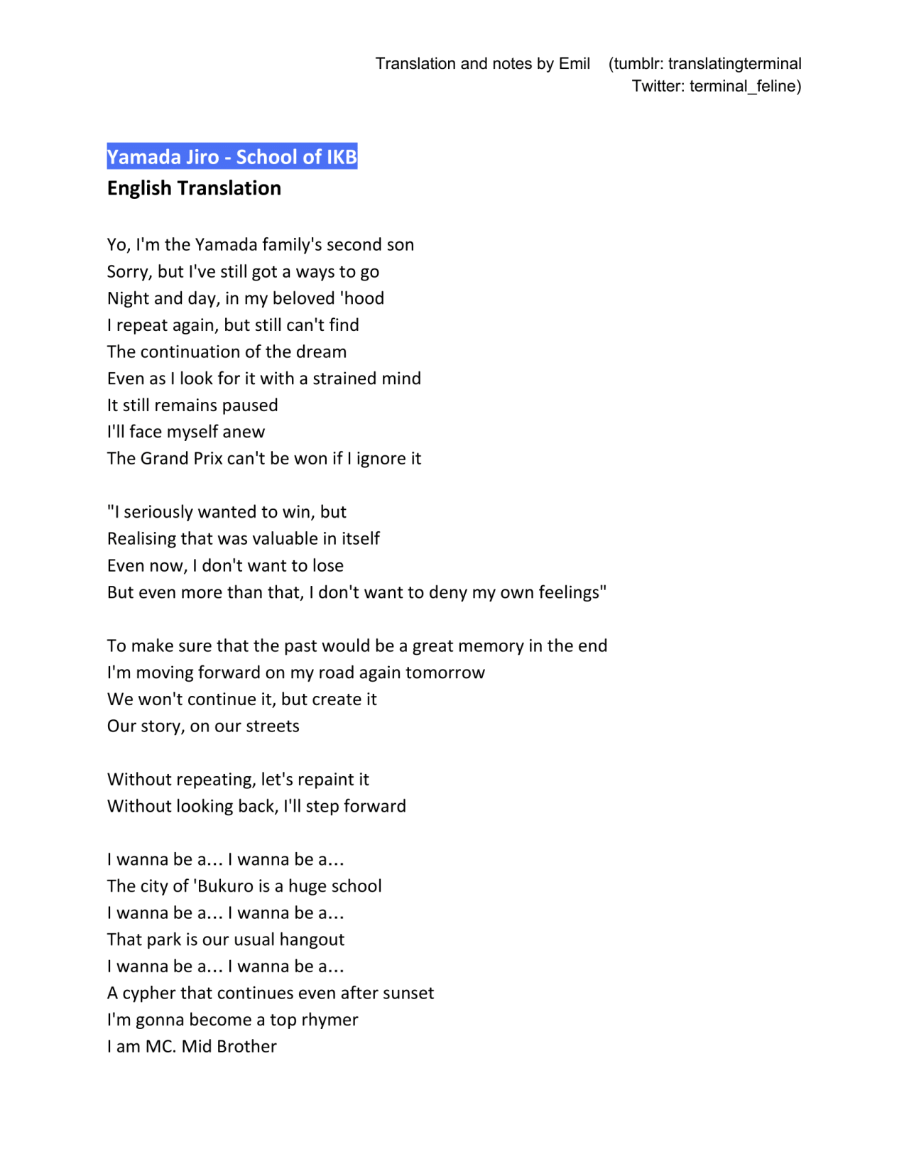 Step back lyrics english