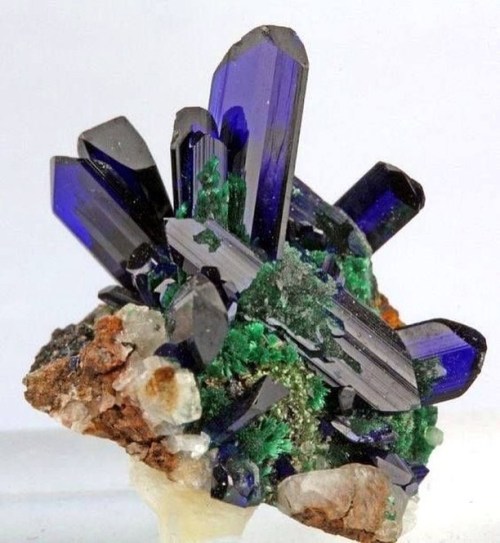 geologypage:  Azurite with Malachite | #Geology #GeologyPage #Mineral  Locality: Concepción del Oro, Zacatecas, Mexico  Geology Pagewww.geologypage.com