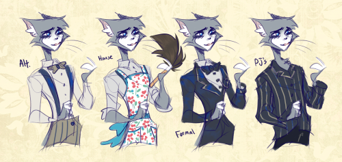 Decided to doodle more of these cat fellows and their possible outfits! 