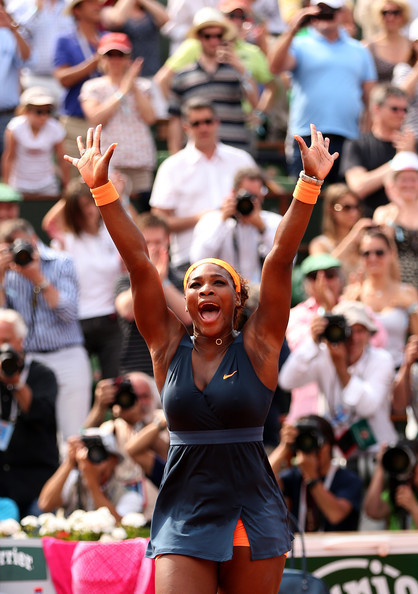 womenandsports: Serena Williams of United States of America holds the Coupe Suzanne Lenglen next to 