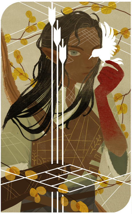 ginkohs:remember the companion card I did for my inquisitor….here’s one for my warden mahariel..!!