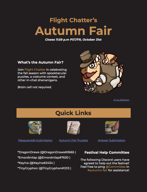 AUTUMN FAIR (event)closes 11:59pm PST/FR, October 31st, 2019Join Flight Chatter in celebrating the f