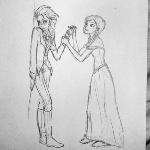 my first drawing of Elsanna :3 