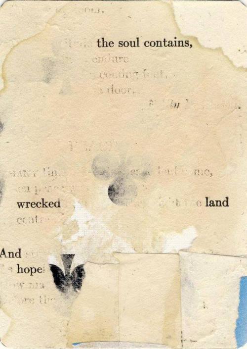 histoire-d-elle:Richard Leach • 7 Words, Distressed Page from old Poetry Book on Playing Card