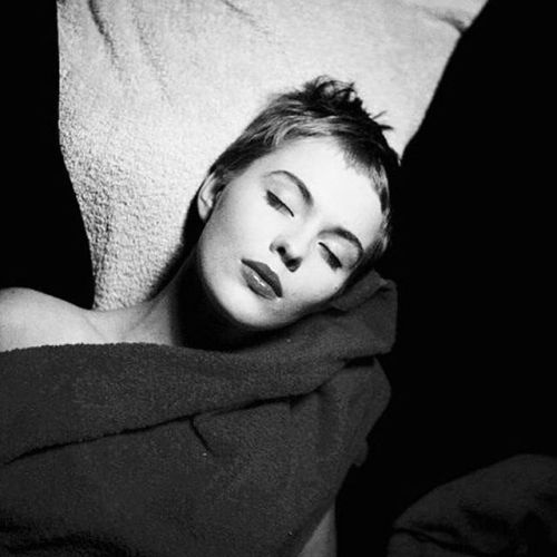 Jean Seberg between the takes in 1957