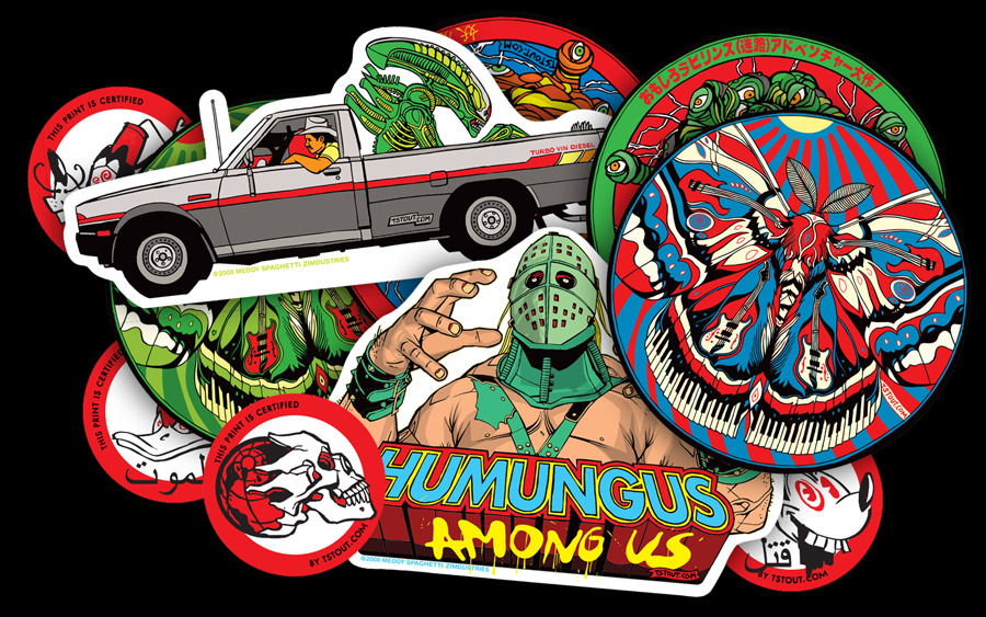 xombiedirge:  Sticker Packs by Tyler Stout / Blog Random selection of three 2”