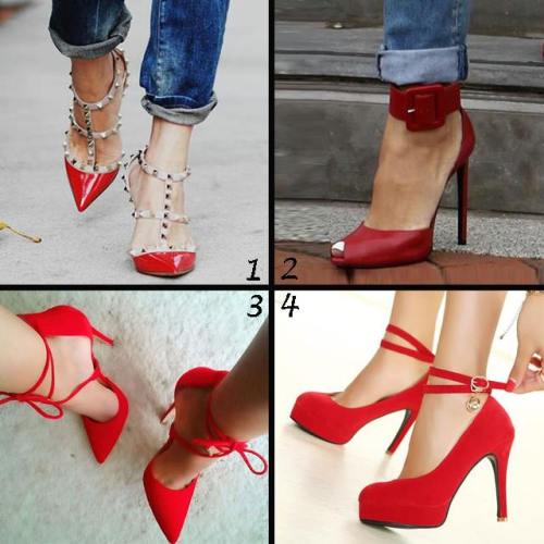 Red Lace Up Stiletto Heels