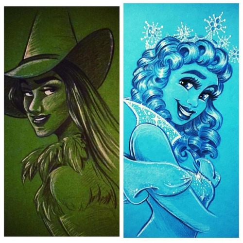 For #wickedwednesday my two fav witches. Are you more of an #Elphaba () or a #Glinda (✨)? Leave the 