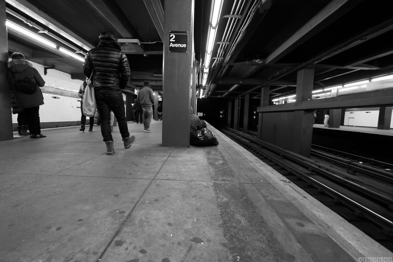 Late Night Waiting for a train at the 2nd Ave Subway Station in NYC.
More from the Random Strangers Series here.