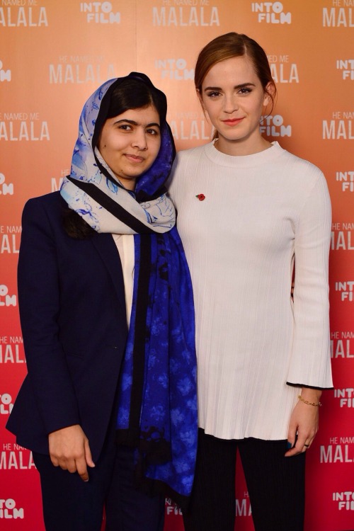 Emma Watson and Malala Yousafzai at ‘He Named Me Malala’ London Q&A, 11/04 #proudofboth