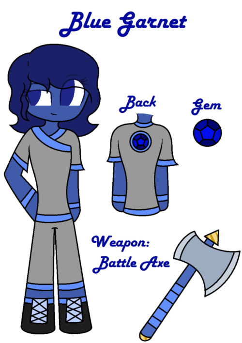 joygaytrash:[Blue Garnet - Gemsona] Hi, I redesigned my gemsona to be more like me, look-wiseAn