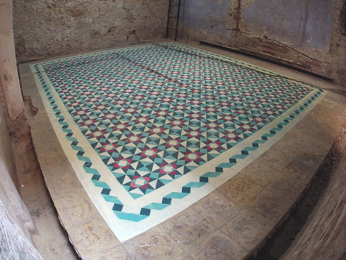 itscolossal: Javier De Riba Spray Paints the Floors of Derelict Buildings With Geometric, Tile-Like 