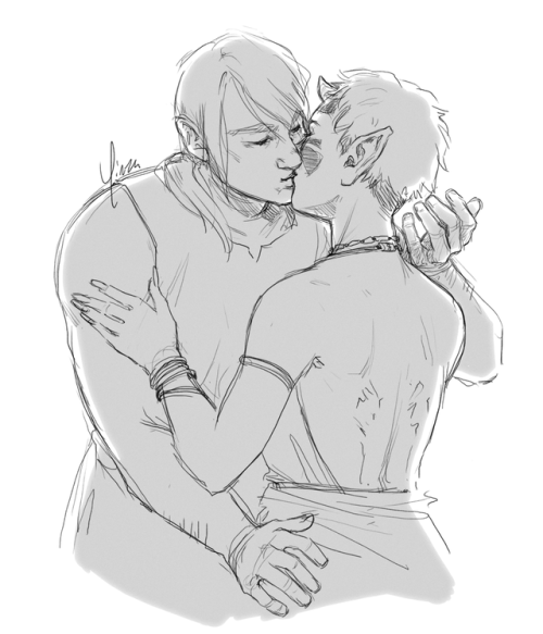 I had like no focus today so I just drew some sketchy smooching.