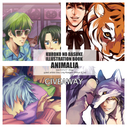 carolinahearts:  We are giving away 1 copy of our ANIMALIA- Kurobas Fan Illustration Book!  Prizes 1 Copy of ANIMALIA- Kurobas Fan Illustration Book 2 hand drawn chibi paperchild by Tea 1 sticker sheet by Tea 1 sticker sheet by Fi 1 set of Bookmarks