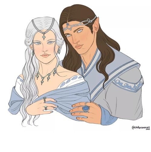 eldamaranquendi:  Elrond And Celebrian by chillyravenart  Very beautiful ❤