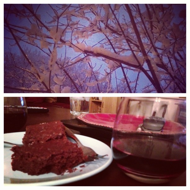 #vegan brownies and wine on a snowy night in #rva