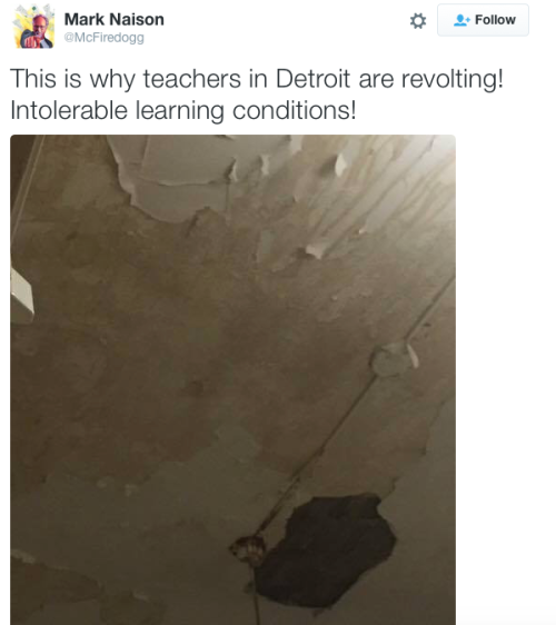 diligenda:bishopmyles:browngxrl:rudegyalchina:micdotcom:Detroit teachers stage “sickout” over horrib