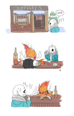 mooncatyao:   when  grillby is sick…  sans