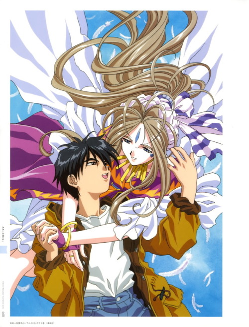 the-fourth-goddess:A high resolution version of an old illustration featuring Belldandy and Keiichi 