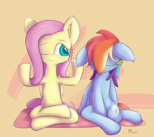 dreamingdusk:  Meditation by *Alasou “Ommm…Ommm…” “Rainbow Dash? Have you achieved inner peace ye-“ “…” “…I, um, guess you…have.”  <3