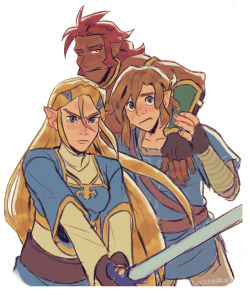 nomin-city-rp:  cherryspliced:  zelda trio doodles tonight \ ▲ /   Link is the exciteable friend that is always proud of his friends. Zelda is the sassy one that is protective of her friends and has a slightly short temper. Ganon is the face of the