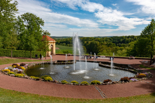 Fountain of youth.Water display, Castle Lichtenwalde, Chemnitz 2018.