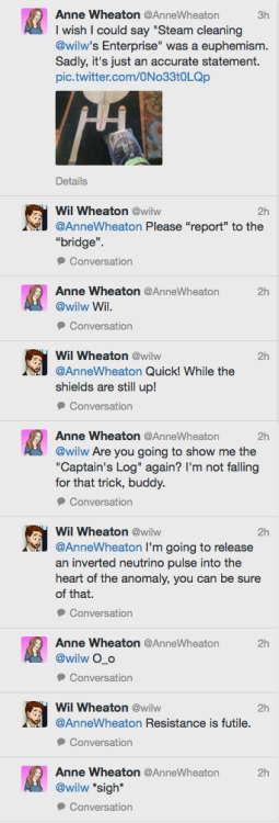 mcdevinpants: wilwheaton: Yes, we were on opposite ends of the house. Delightful.