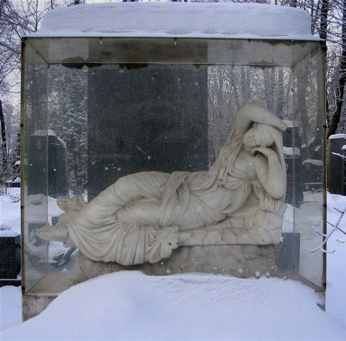 miathealrighty: enolasephe: A Soviet funeral monument in the Roman style encased in glass, Novodevic