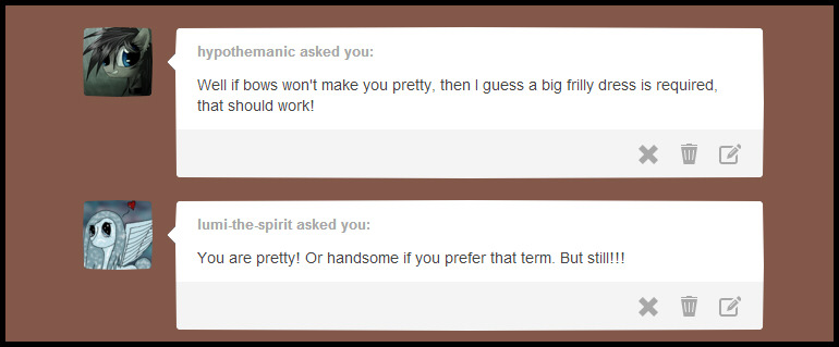 ask-rustygears:  Q1 - Well if bows won’t make you pretty, then I guess a big frilly