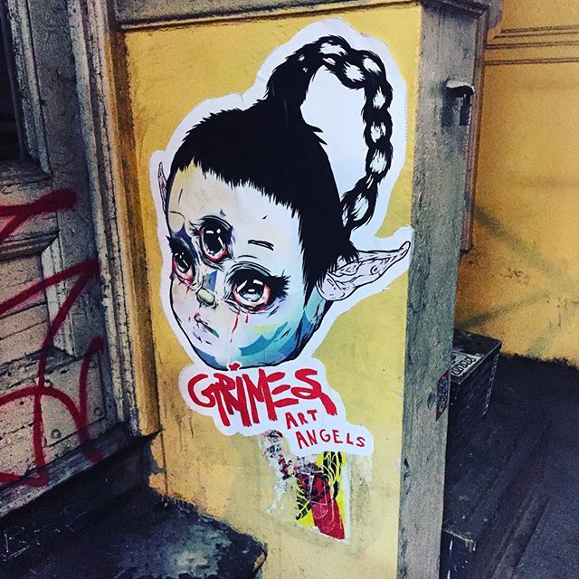 grinszs:  loveyouclaire:  Art Angels stickers are appearing around New York City
