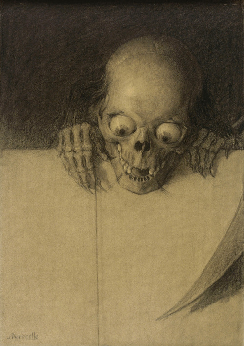 Julien-Adolphe Duvocelle (French, 1873-1961, b. Lille, France) - Ogling Skull (detail), c. 1904  Dra