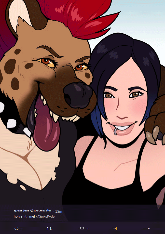 kotepteef: Spike Ryder meets a fan! She’s a bit of a bad influence. I added a little