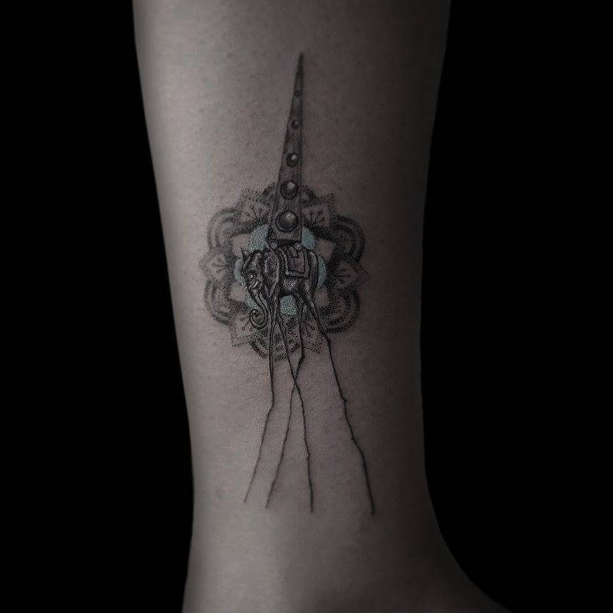 Surrealism, Black and Gray, Abstract, Animal tattoo by John Himmelstein