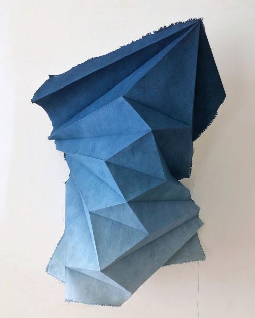 The Cicada’s Abdomen (I), 2020| Indigo dyed Cotton, Paper, Tyvek, Wood, Nylon #indigo #naturaldyeing