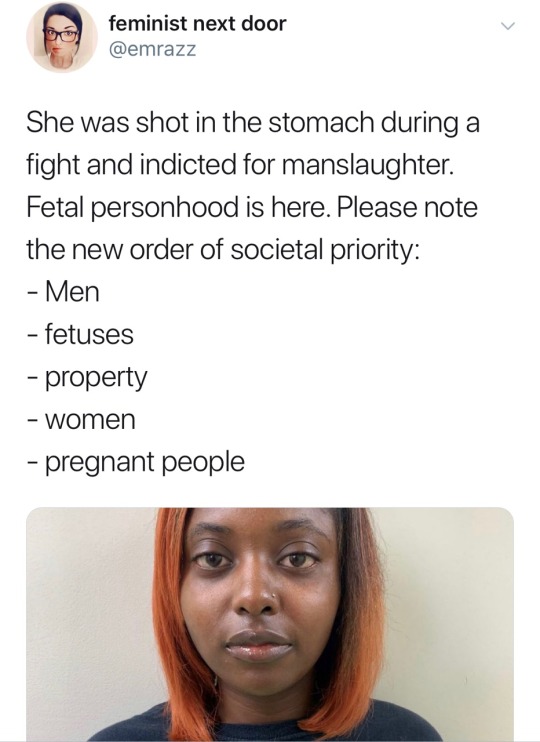 slendershadow1:  revolutionarykoolaid:          Alabama woman loses unborn child after being shot, gets arrested; shooter goes free WHAT. THE. ACTUAL. FUCK. Marshae Jones was shot in 2018 during an argument. She was 5-months pregnant at the time and the