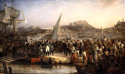  Napoleon leaving Elba by Joseph Beaume, 1836In April 1814, with a European coalition occupying Pa