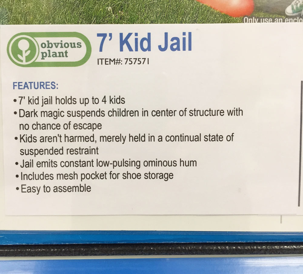 obviousplant:  This 7-Ft. Kid Jail is now available at Toys R Us  The most project