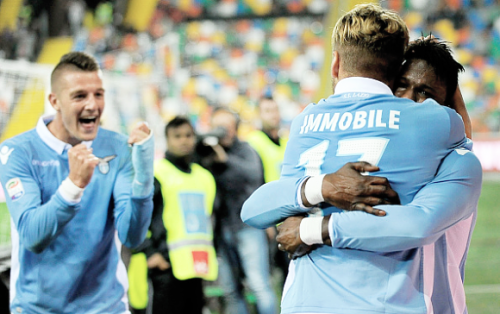 Ciro Immobile scores a brace for S.S. Lazio against Udinese